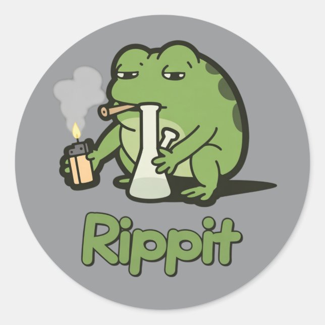 Adesivo Presente engraçado de Rippit Funny Frog Stoner, Rã (Frente)