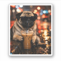 Presente Engraçado para Amante de Pug Bebendo Café