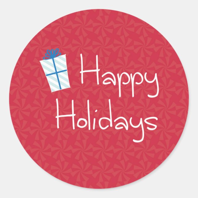 Adesivo Presente envolvido com Peppermint vermelho boas (Frente)