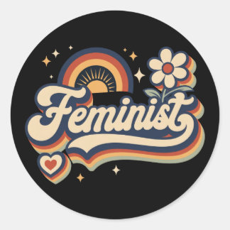 Adesivo Presente Feminista Retro Vintage Anos 70 Arco-íris