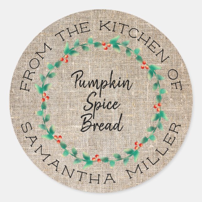 Adesivo Presente na cozinha russa de Natal Holly Wreath (Frente)