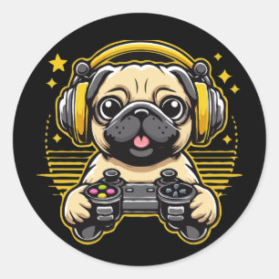 Adesivo Presente no jogo Gamer Pug Gaming Pugs