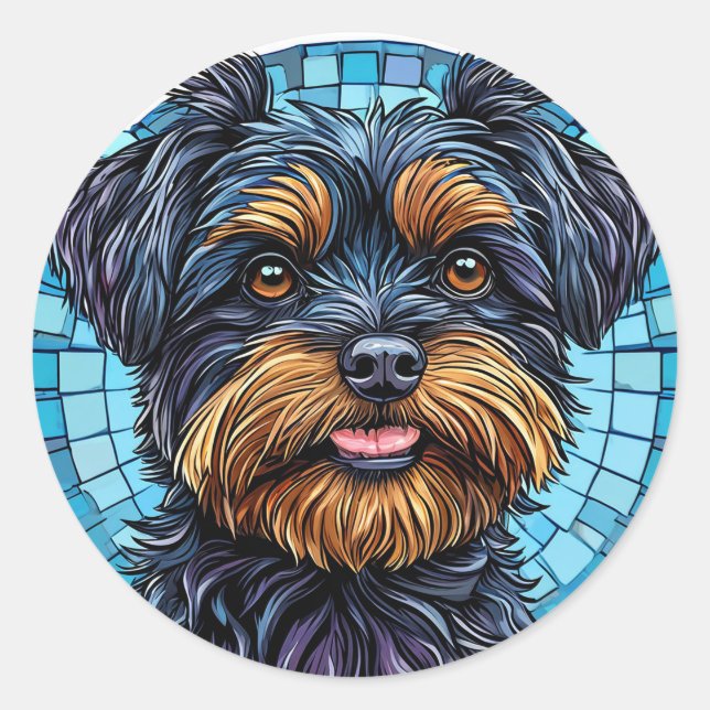 Adesivo Presente para Amante de Cães Terrier Preto e Marro (Frente)