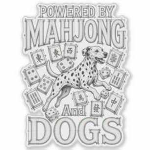 Adesivo Presente para Amante de Mahjong e Cachorro Dalmata