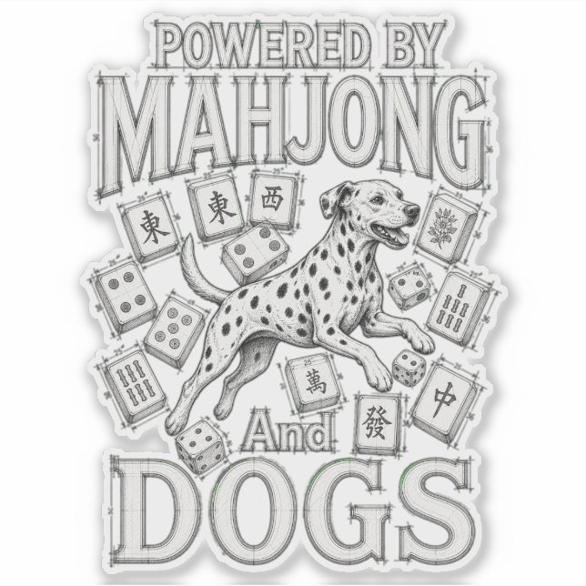 Adesivo Presente para Amante de Mahjong e Cachorro Dalmata (Frente)
