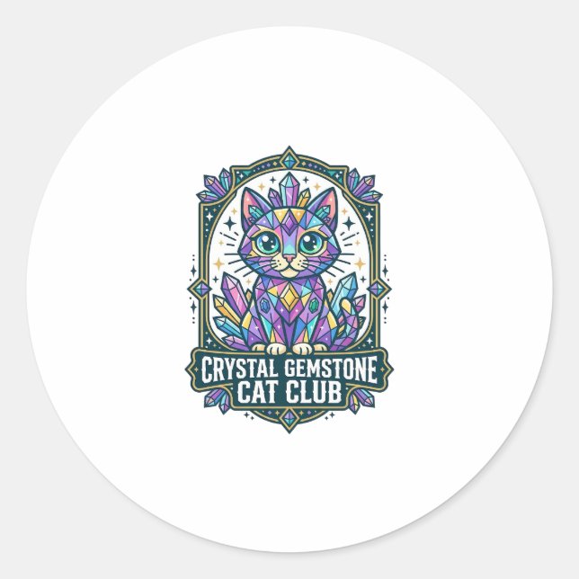 Adesivo Presente para Mãe de Gato com Cristal Gemstone - C (Frente)