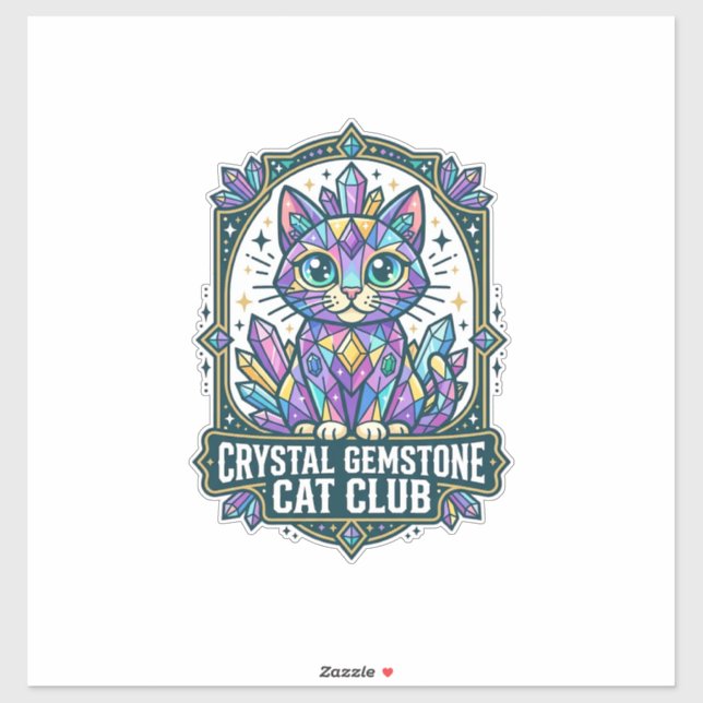 Adesivo Presente para Mãe de Gato com Cristal Gemstone - C (Folha)