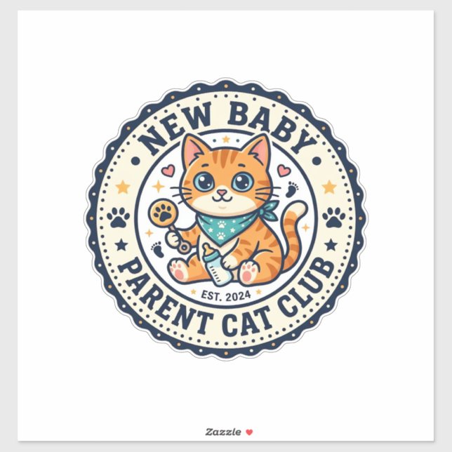 Adesivo Presente para Mãe de Gato - Novo Bebê P (Folha)