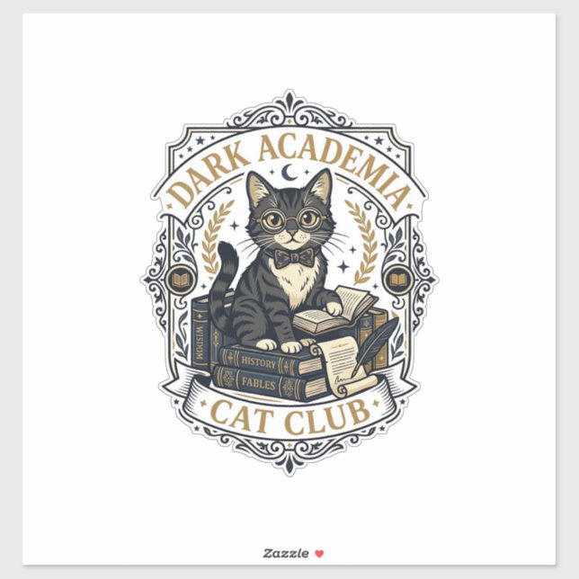 Adesivo Presente para Pai de Gato Dark Academia - Dark Aca (Folha)