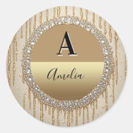 Adesivo Presente Personalizado Com Monograma Dourado Para 