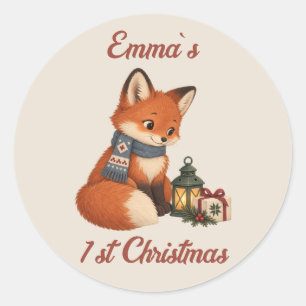 Adesivo Presente Personalizado de 1º Natal da Raposa para