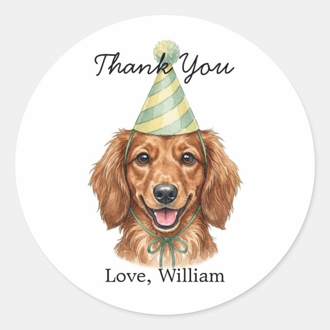 Adesivo Presente Personalizado de Aniversário Cachorro Dac (Frente)