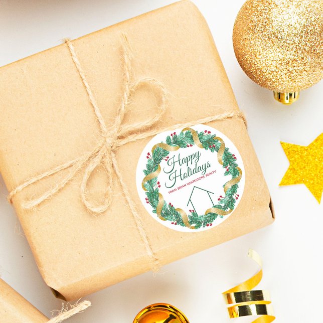 Adesivo Presente Personalizado Elegante de Natal da Empres (Criador carregado)