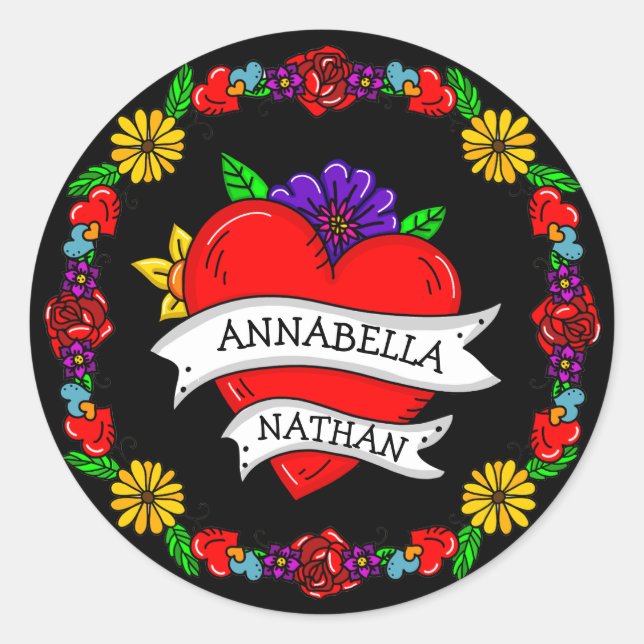 Adesivo Presente Romântico de Casal | Tatuagem Estilo Arte (Frente)