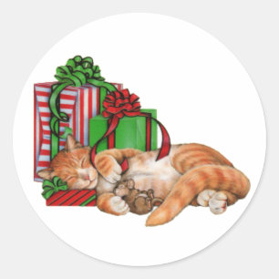 Adesivo Presentes bonitos do gato, do rato e de Natal