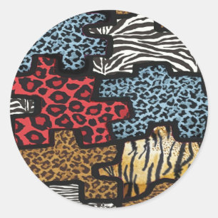 Adesivo Presentes com Estampa de Puzzle Leopardo Zebra Roc