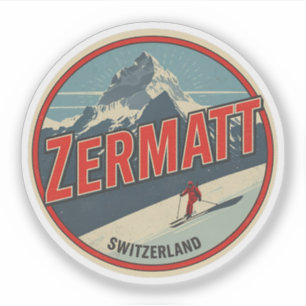 Adesivo Presentes da natureza esqui ZERMATT vintage Suíça