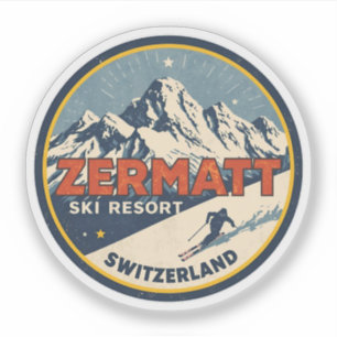 Adesivo Presentes da natureza ski ZERMATT vintage Suíça