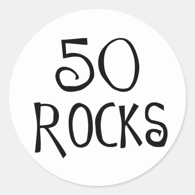 Adesivo presentes de 50 anos, 50 ROCKS (Frente)