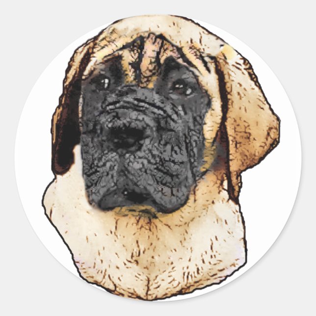 Adesivo Presentes de Arte Mastiff Inglês (Frente)