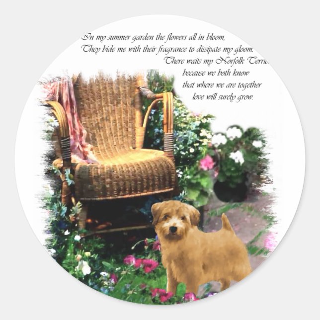 Adesivo Presentes de Arte Norfolk Terrier (Frente)