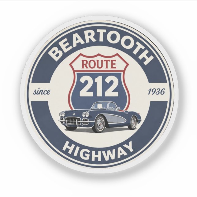 Adesivo Presentes de carros clássicos da rota Beartooth Hi (Frente)
