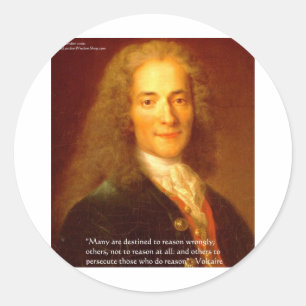 Adesivo Presentes de Citação de Razão de Voltaire Camiseta