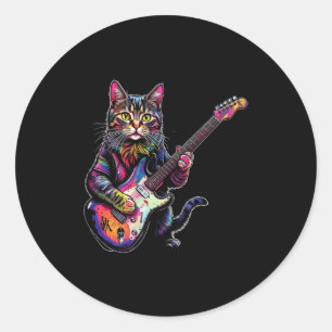 Adesivo Presentes de Gato Engraçado Tocando Guitarra Rock