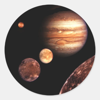 Adesivo Presentes de Júpiter Galileu em espaço e astronomi
