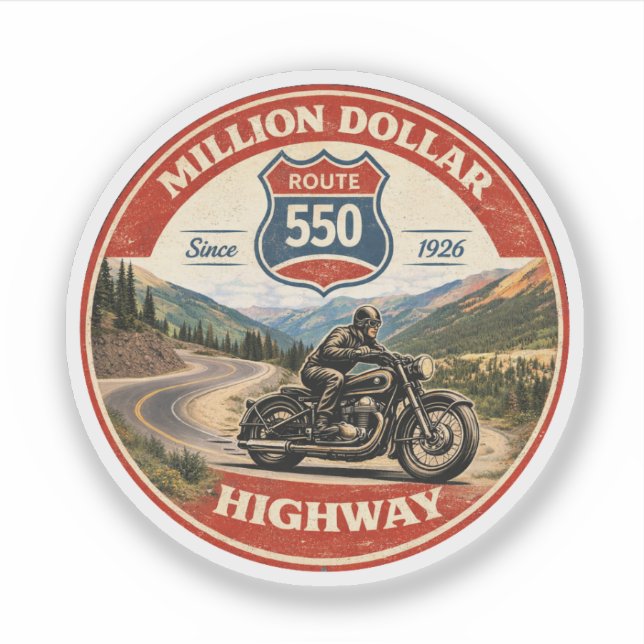 Adesivo Presentes de motocicleta da Million Dollar Highway (Frente)