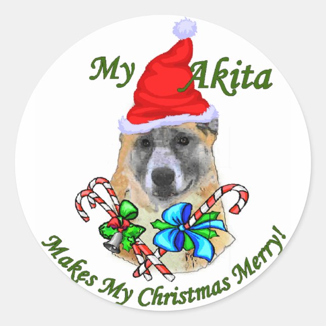 Adesivo Presentes de Natal Akita (Frente)