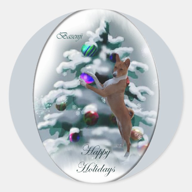 Adesivo Presentes de Natal Basenji (Frente)