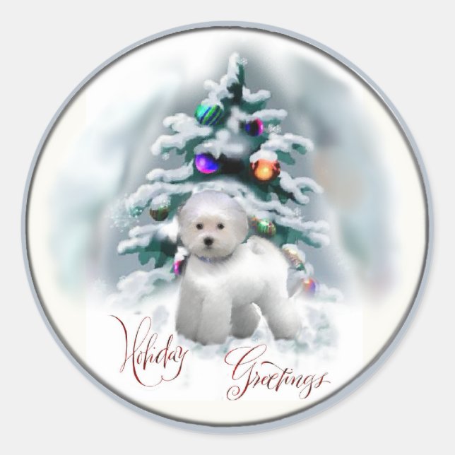 Adesivo Presentes de Natal Bichon Frise (Frente)