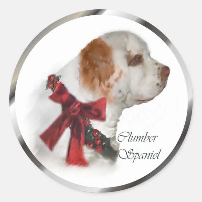 Adesivo Presentes de Natal Clumber Spaniel (Frente)