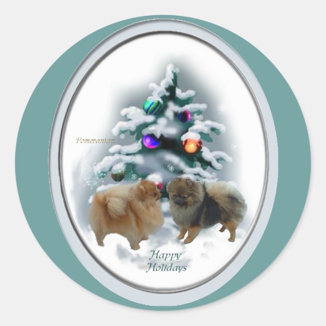 Adesivo Presentes de Natal da Pomerânia (Frente)