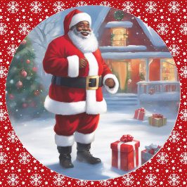 Adesivo Presentes de Natal da Santa Neve Afro-Americano