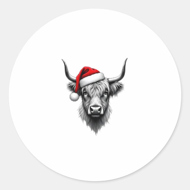 Adesivo Presentes de Natal da Vaca Highland de Bebê Fofa S (Frente)