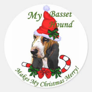 Adesivo Presentes de Natal de Caça-Basset