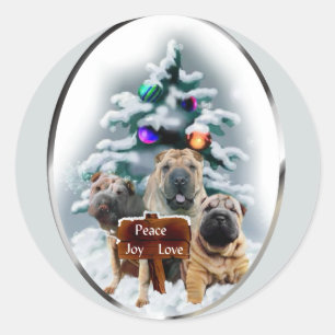 Adesivo Presentes de Natal do Shar-Pei Chinês
