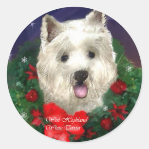 Adesivo Presentes de Natal do Terrier White Highland Oeste