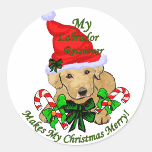 Adesivo Presentes de Natal do Yellow Labrador Retriever