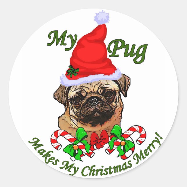 Adesivo Presentes de Natal dos Pug Amantes (Frente)