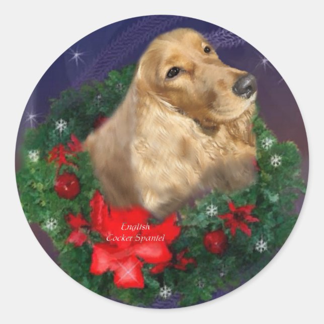 Adesivo Presentes de Natal em Inglês Cocker Spaniel (Frente)
