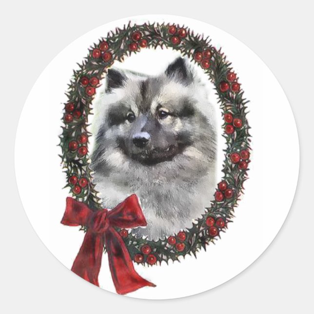 Adesivo Presentes de Natal Keeshond (Frente)