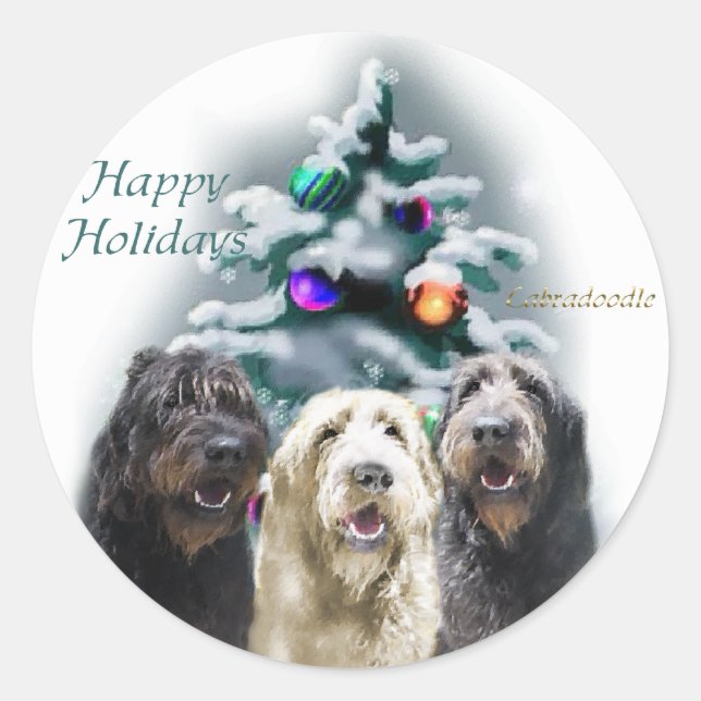 Adesivo Presentes de Natal Labradoodle (Frente)