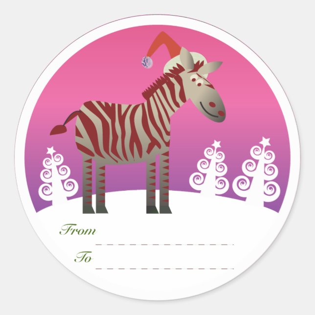Adesivo Presentes de Natal marcam: Zebra (Frente)