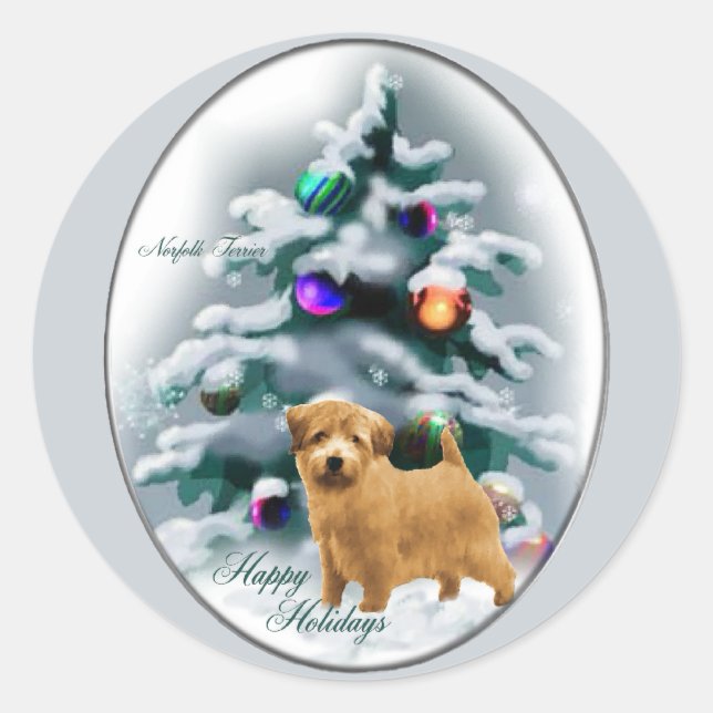 Adesivo Presentes de Natal Norfolk Terrier (Frente)