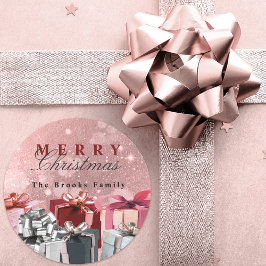 Adesivo Presentes de Natal Rosa Poeirento com Brilho Glam