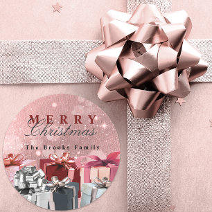Adesivo Presentes de Natal Rosa Poeirento com Brilho Glam