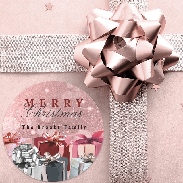 Adesivo Presentes de Natal Rosa Poeirento com Brilho Glam  (Criador carregado)